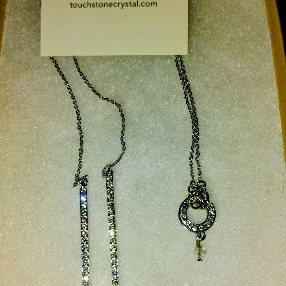 Touchstone Crystal Silver Necklace with Sparkling Accents